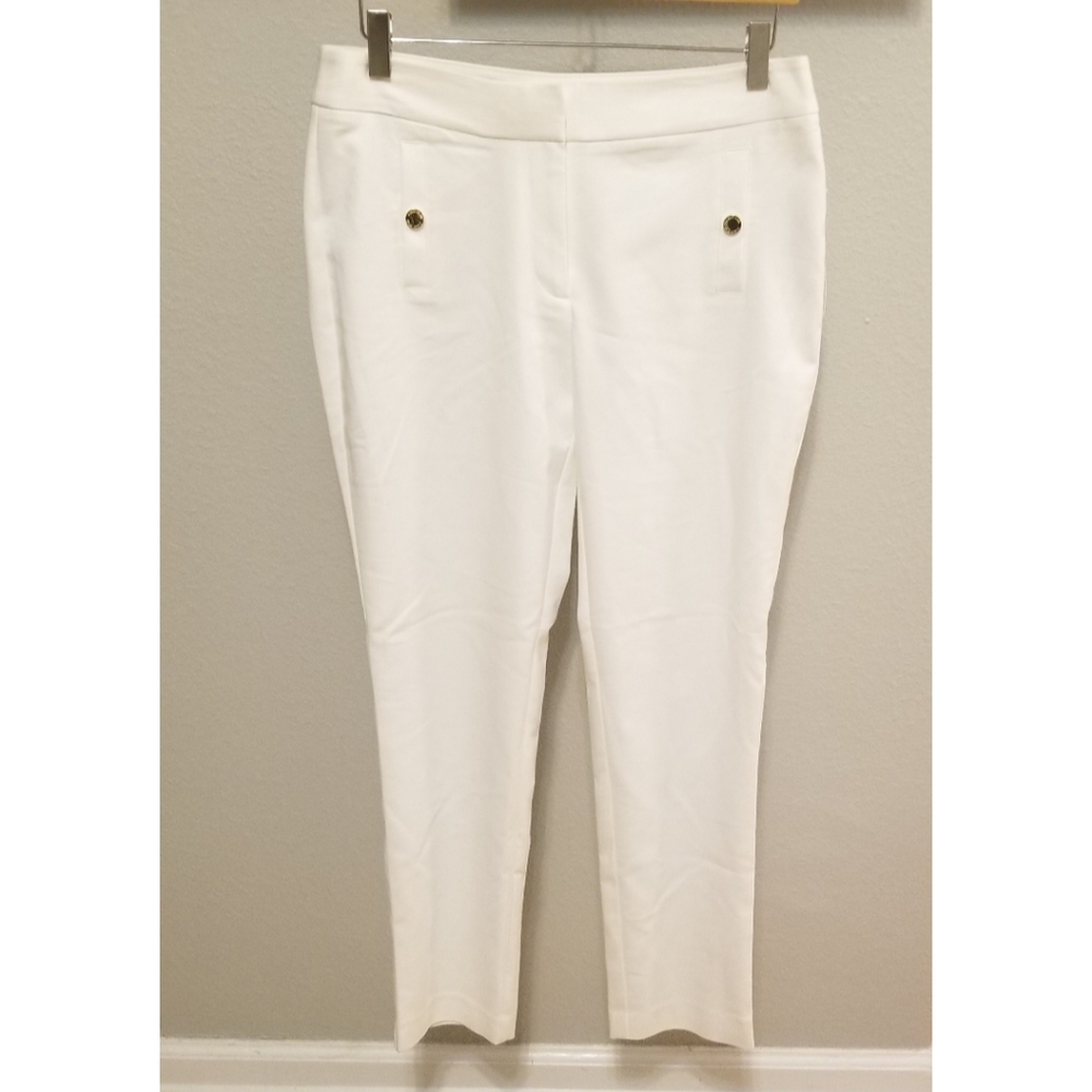 Calvin Klein Thin White Dress Stretchy Ankle Pants